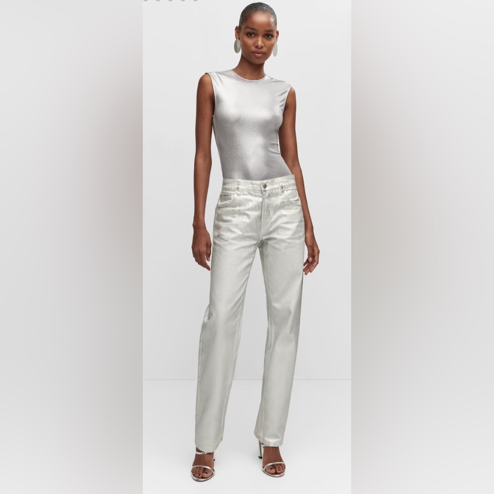 MANGO Metallic straight-leg jeans